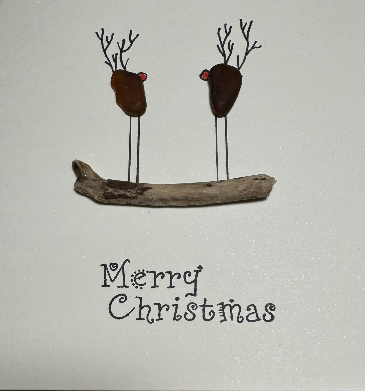 Sea glass Reindeer Christmas card