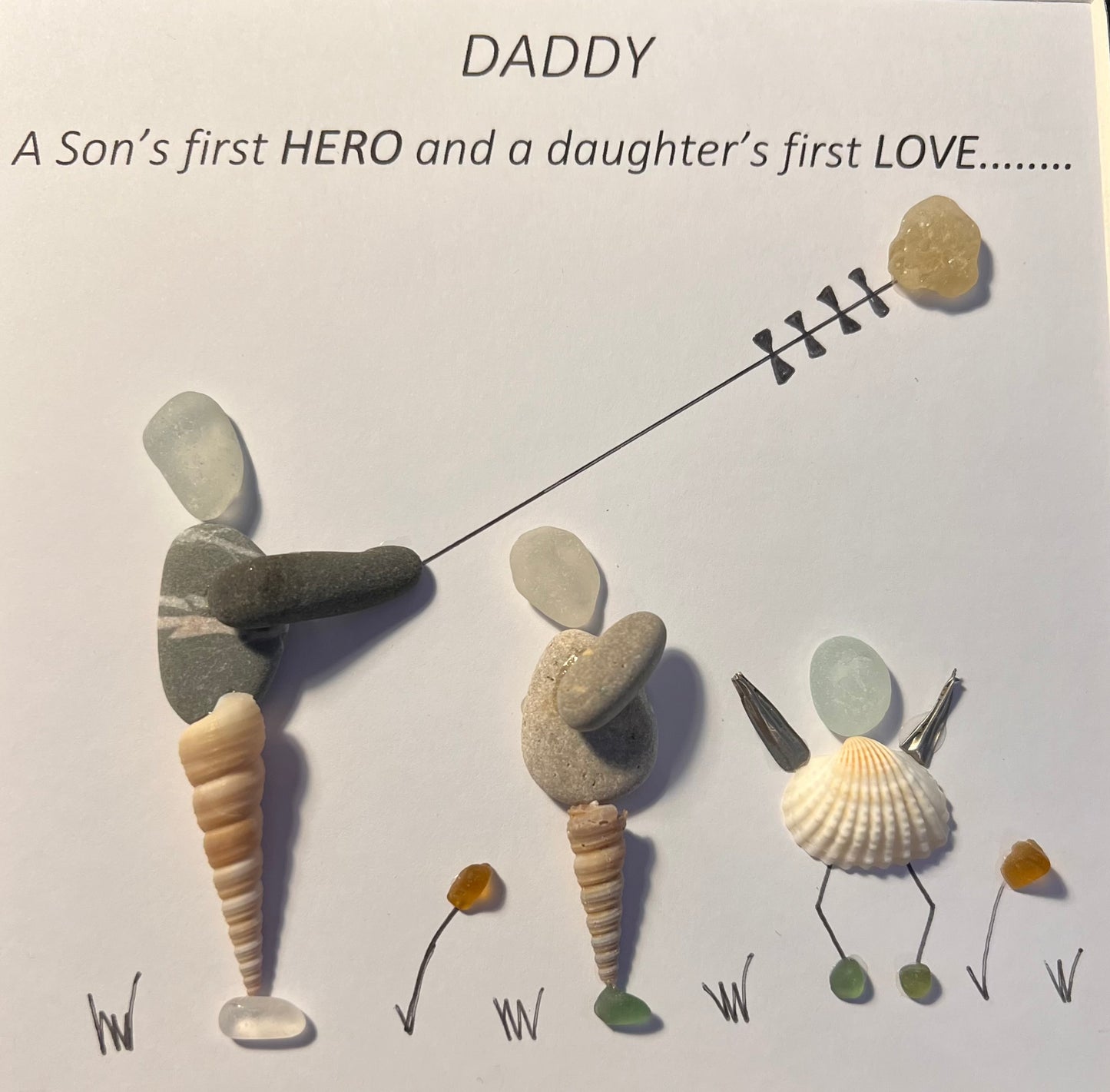 Daddy Sea glass/pebbles/shells frame