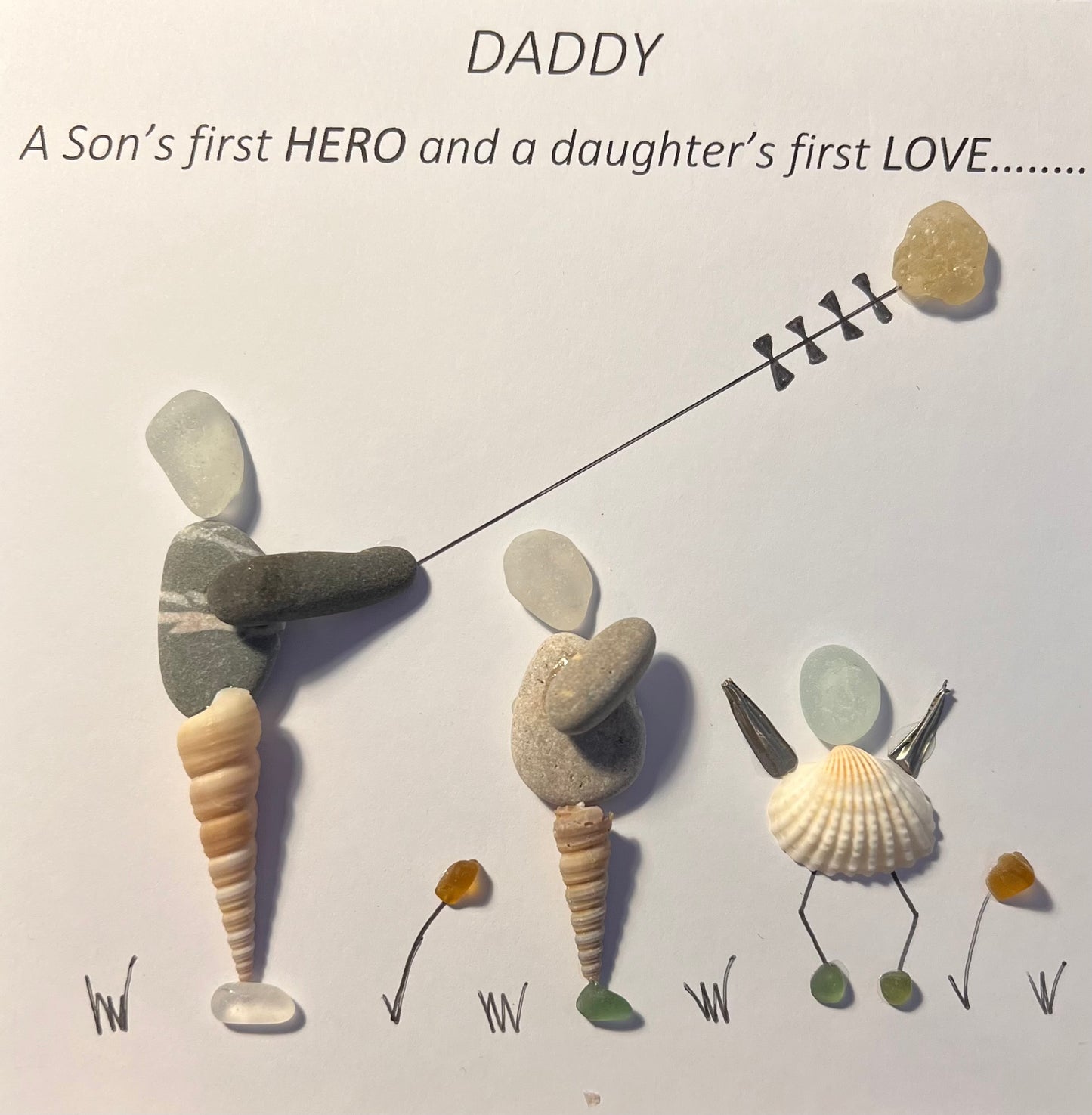 Daddy Sea glass/pebbles/shells frame
