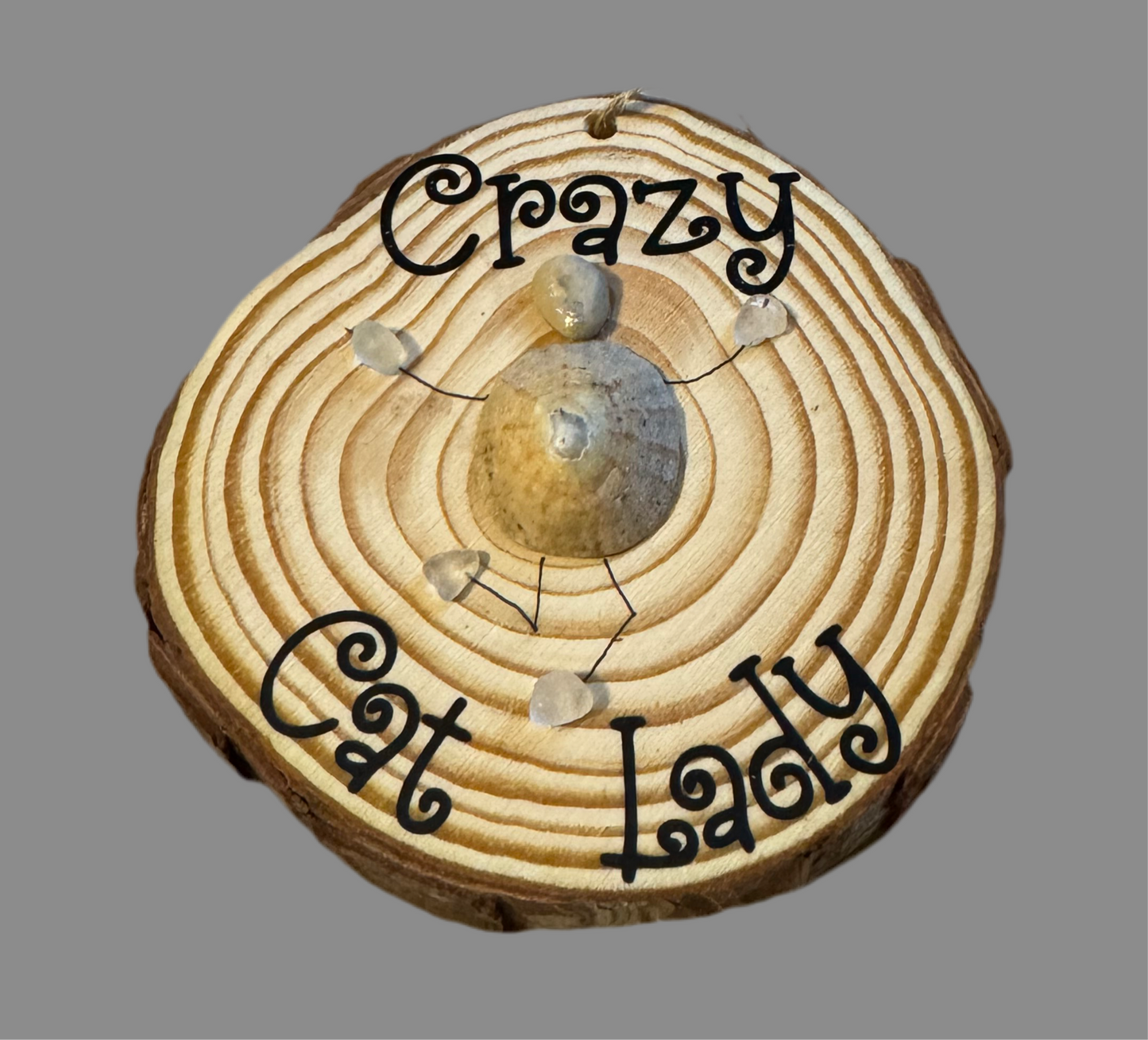 Crazy cat lady sea glass log
