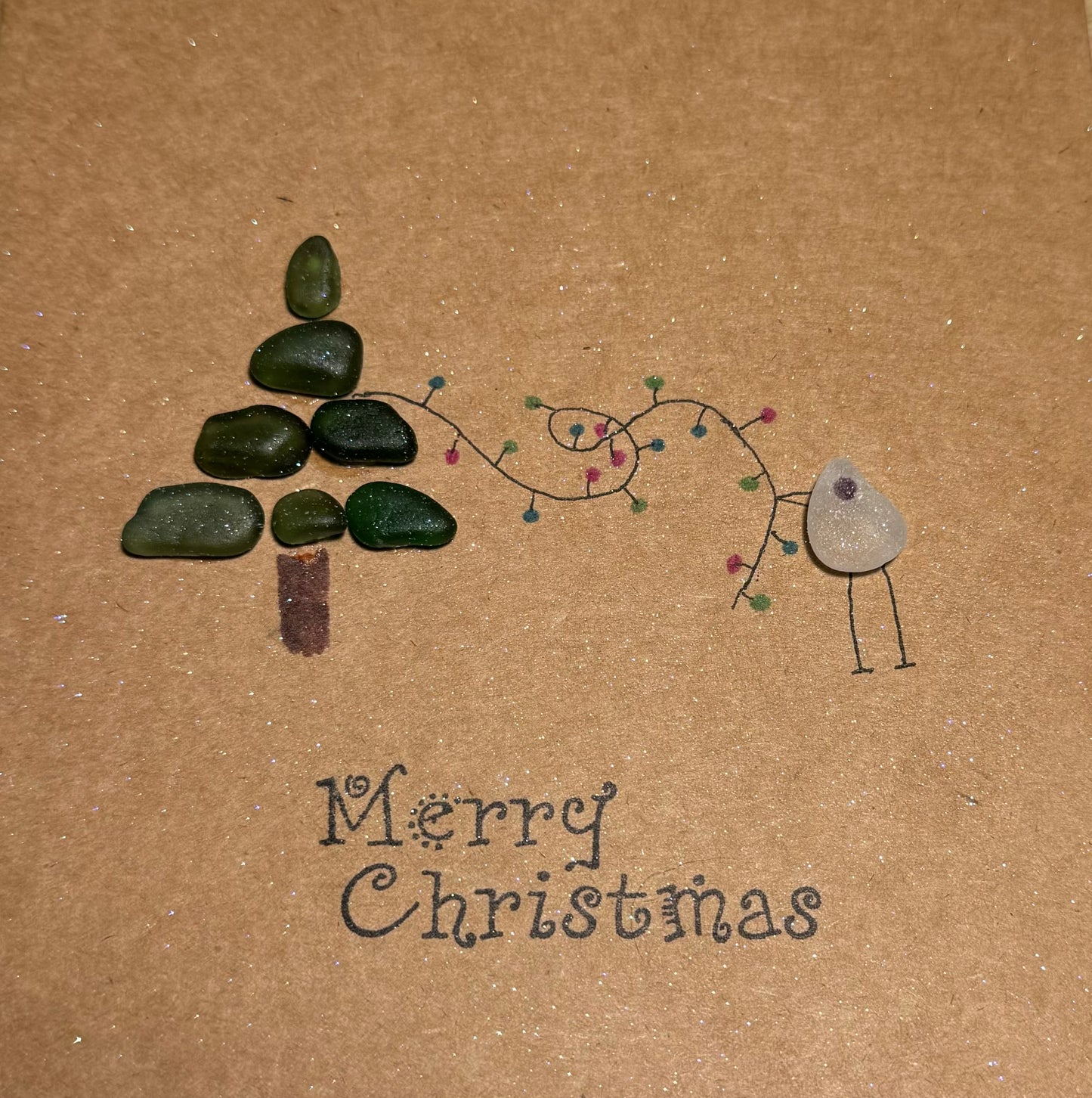 Sea glass Christmas tree cards
