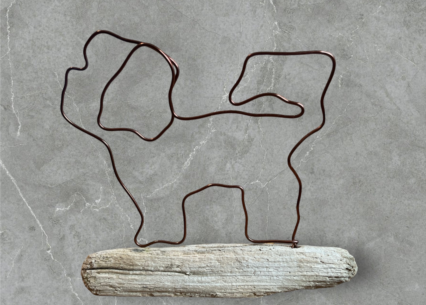 Shih Tzu wire silhouette on driftwood