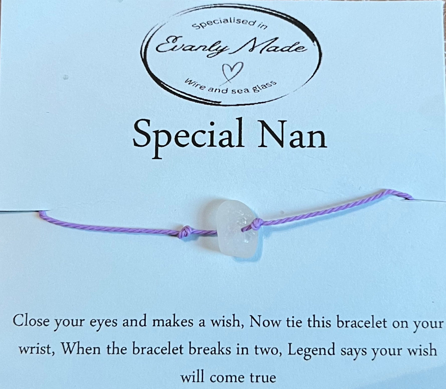 Special Nan sea glass wish bracelet