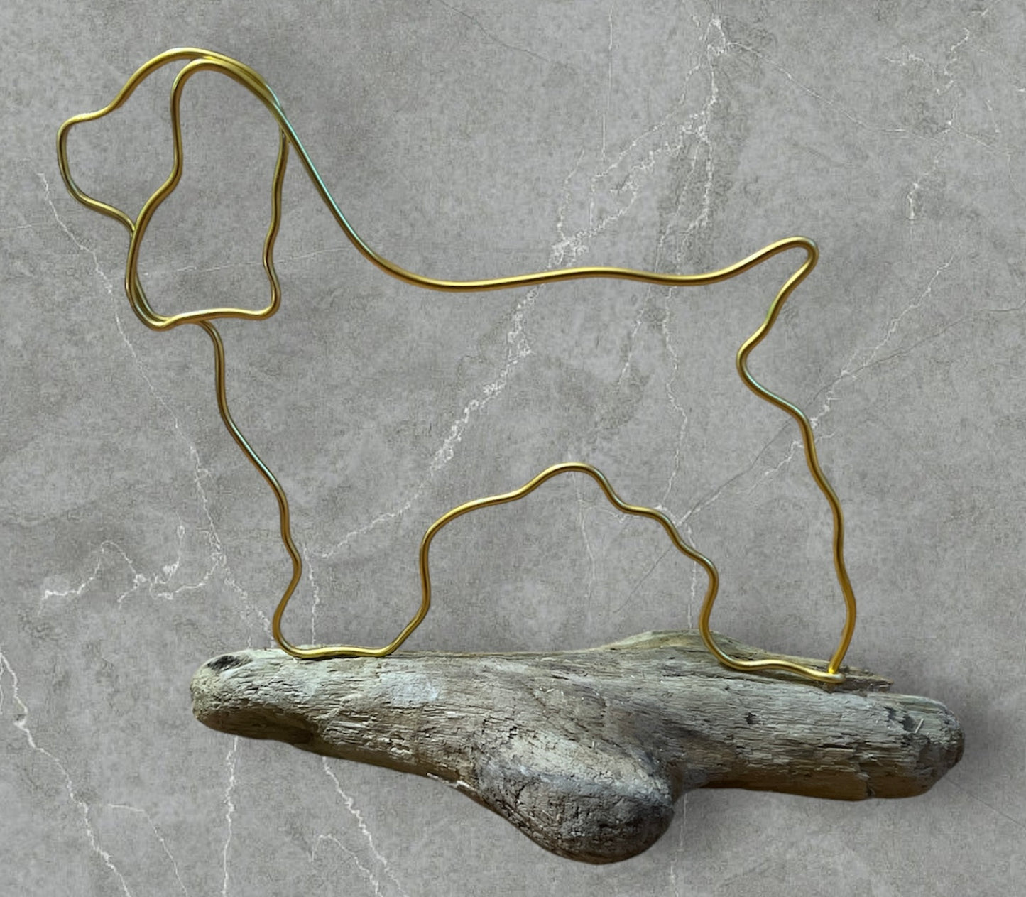 Cocker Spaniel wire silhouette on driftwood