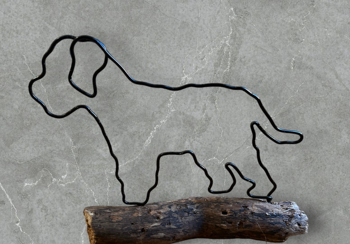 Cockapoo wire silhouette on driftwood