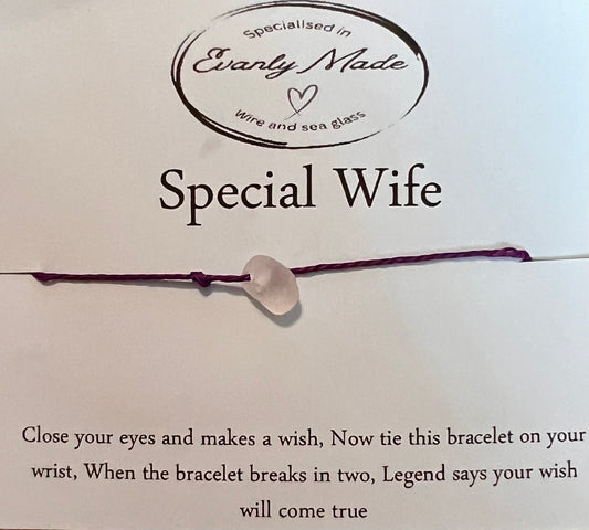 Special Wife Sea Glass Wish Bracelet