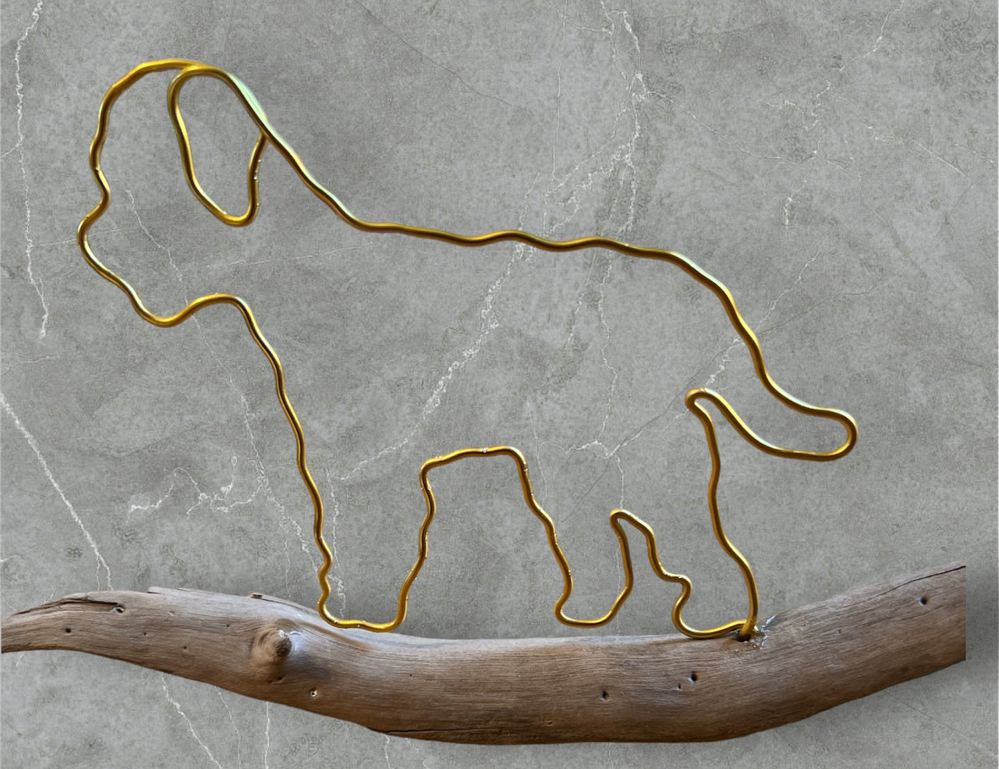 Cockapoo wire silhouette on driftwood