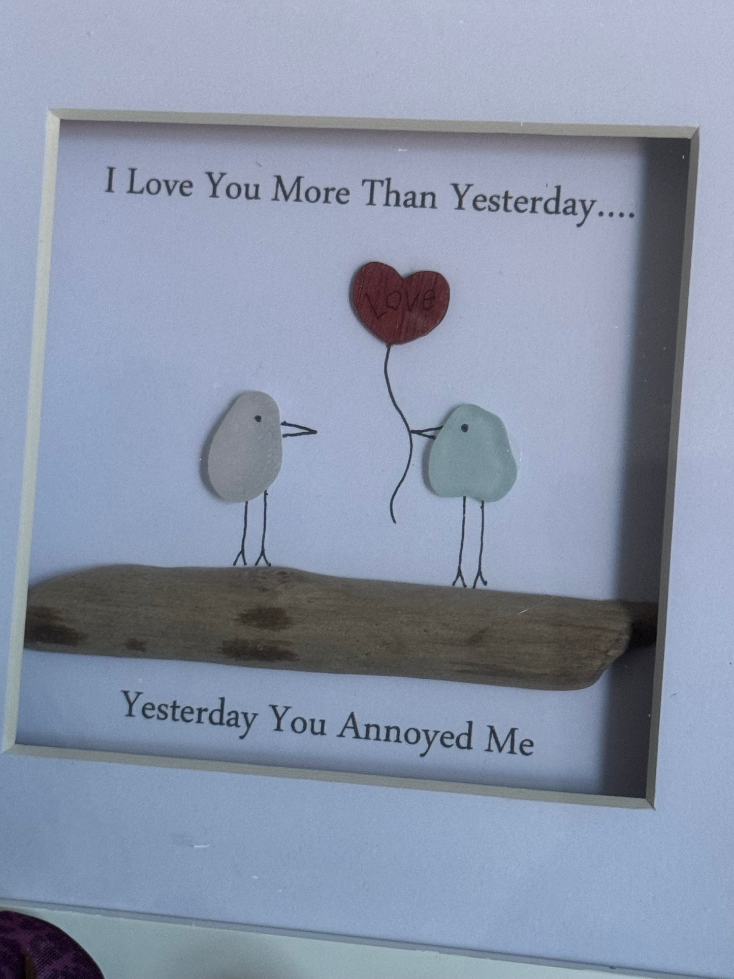 I love you more than yesterday sea glass frame