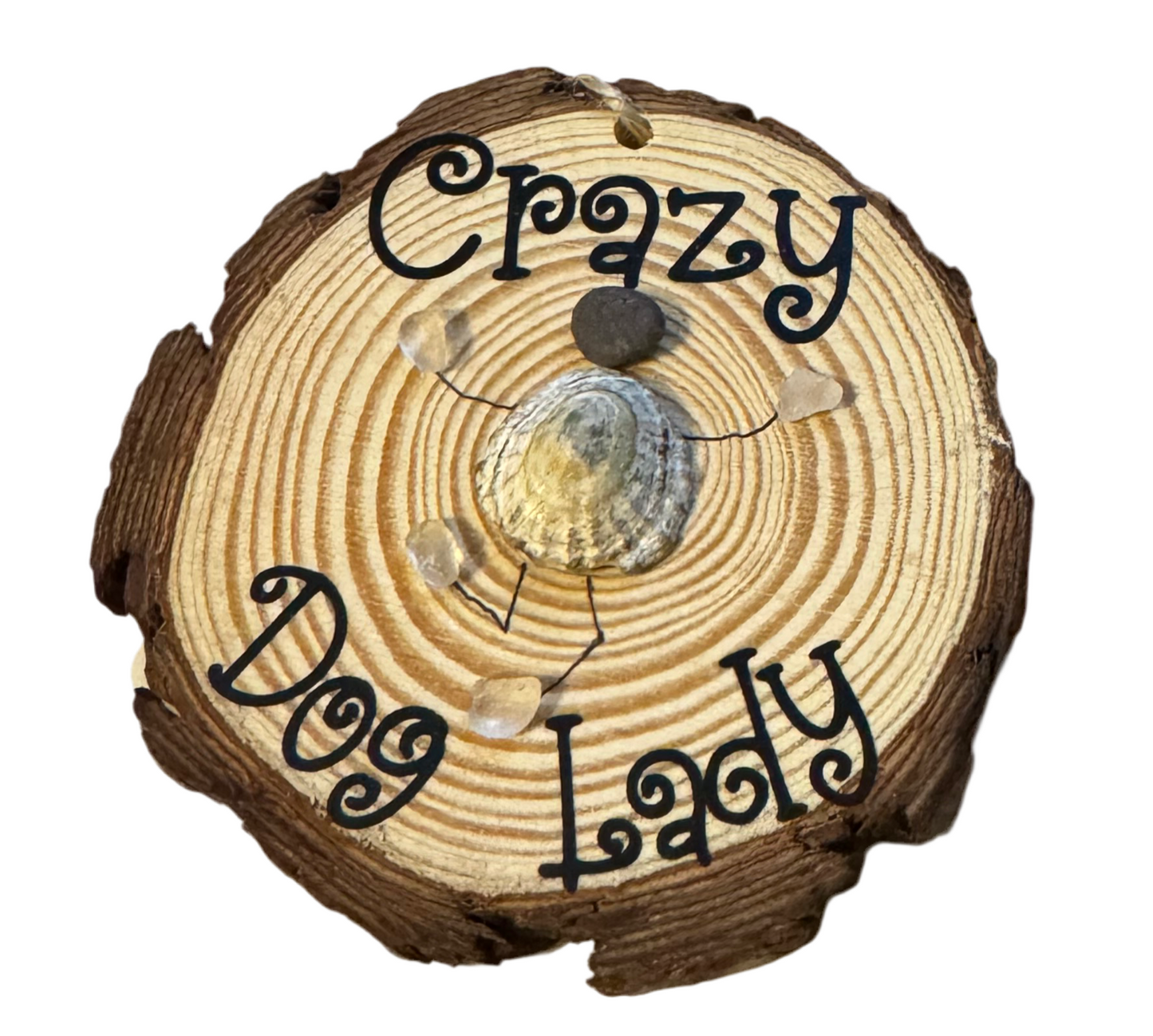 Crazy dog lady sea glass log