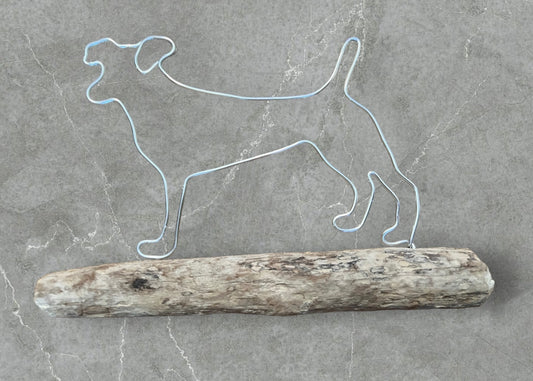 Jack Russell wire silhouette on driftwood