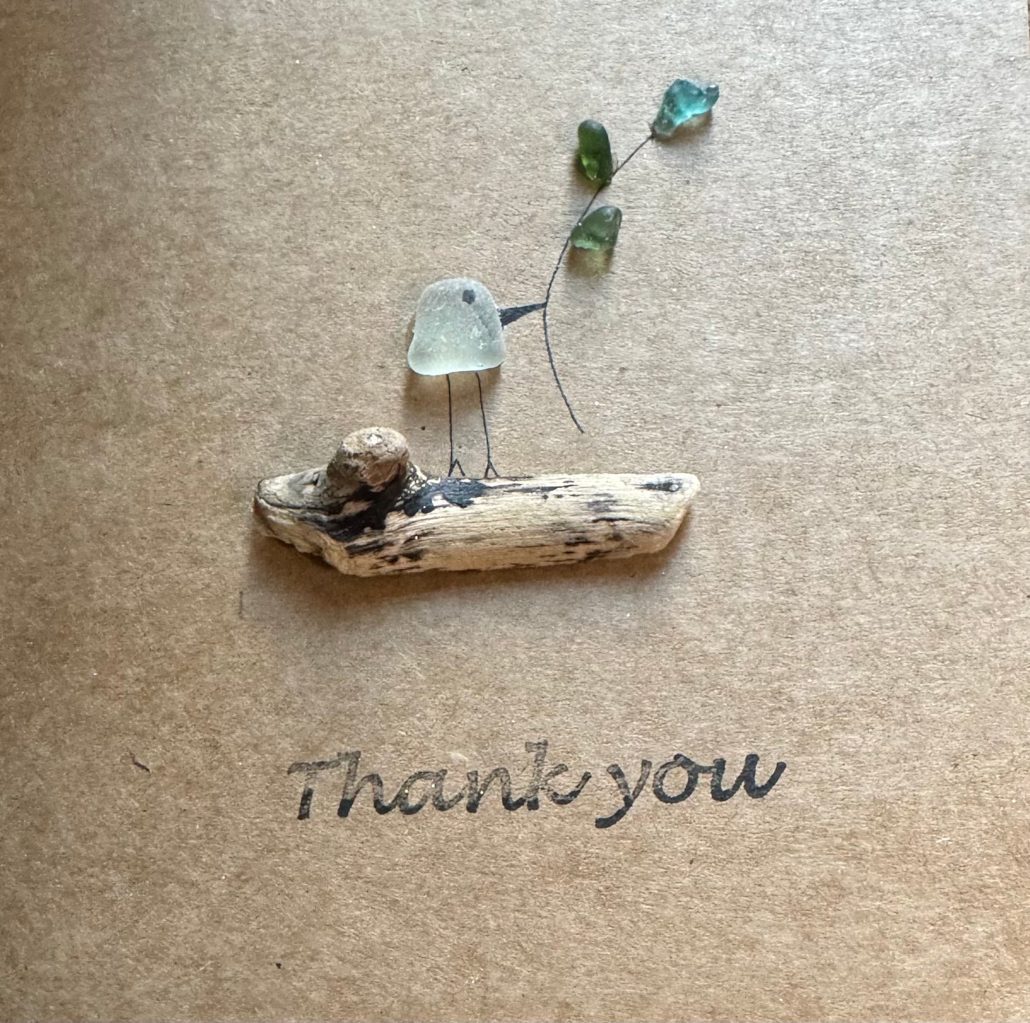 Sea glass thank you card