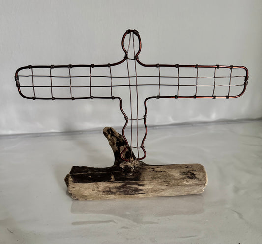 Angel Of The North wire silhouette on Driftwood