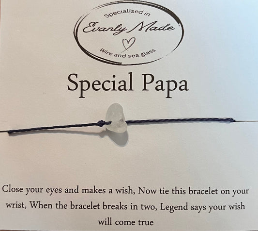 Special Papa Sea Glass Wish Bracelet