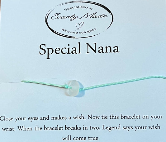 Special Nana sea glass wish bracelet