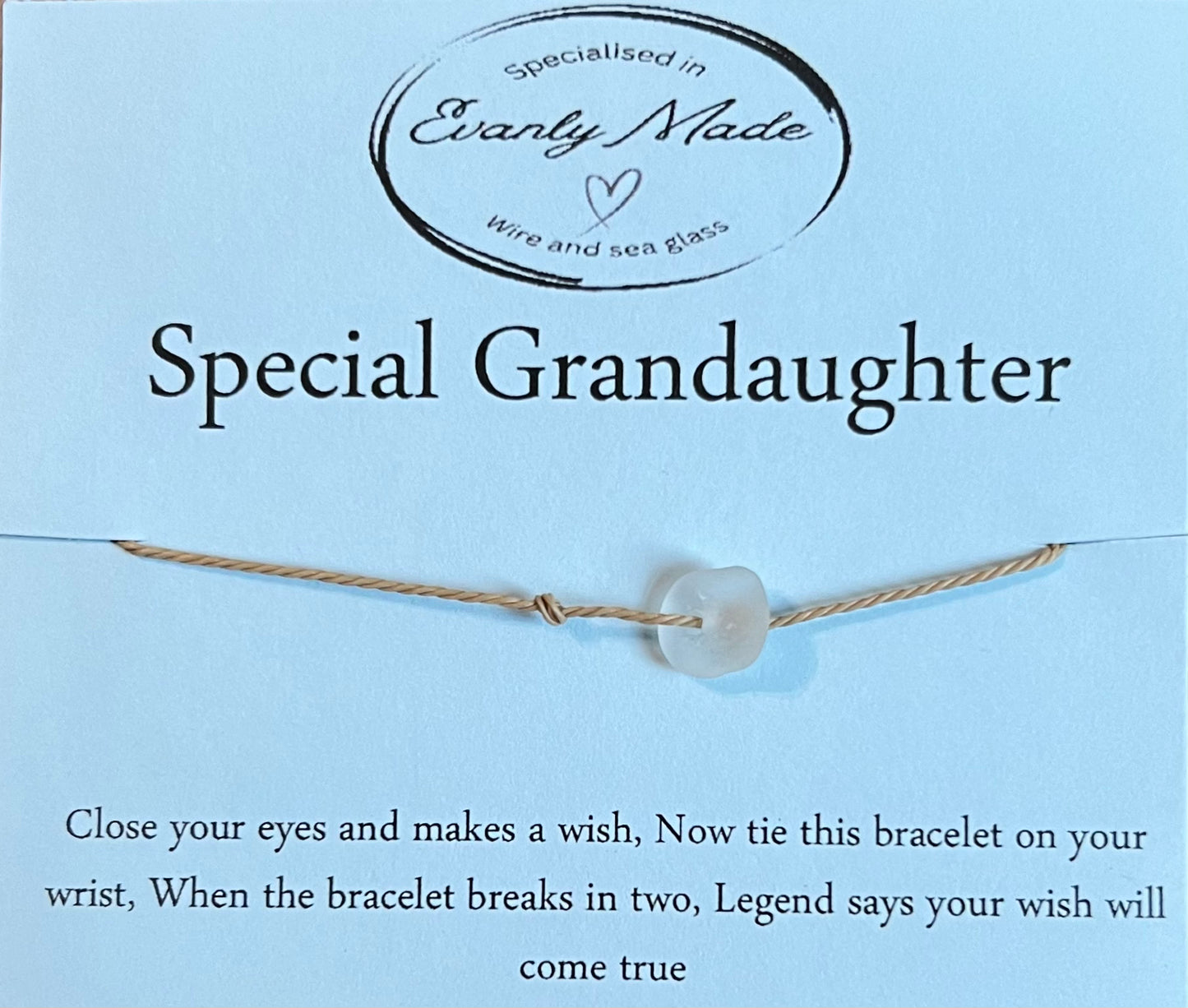 Special Grandaughter sea glass wish bracelet