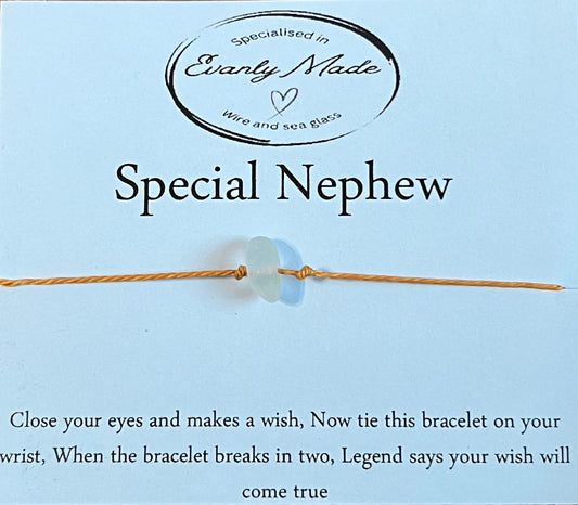 Special Nephew sea glass wish bracelet