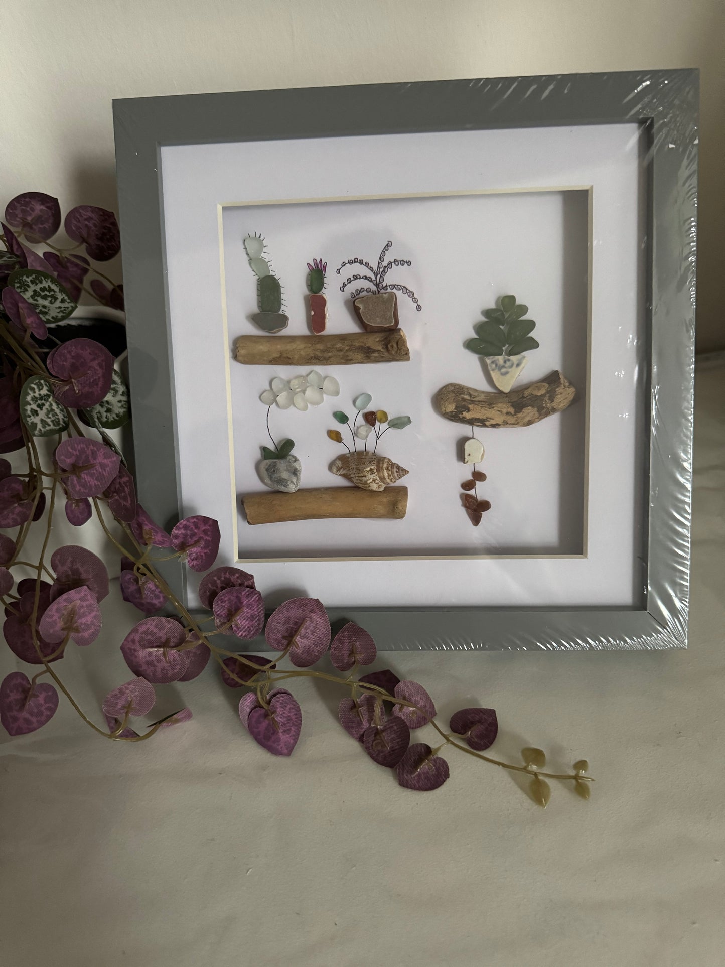 Sea glass plant pot frame