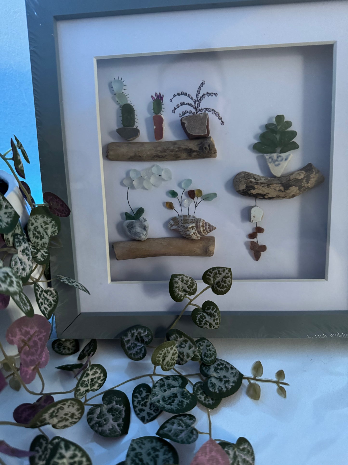 Sea glass plant pot frame